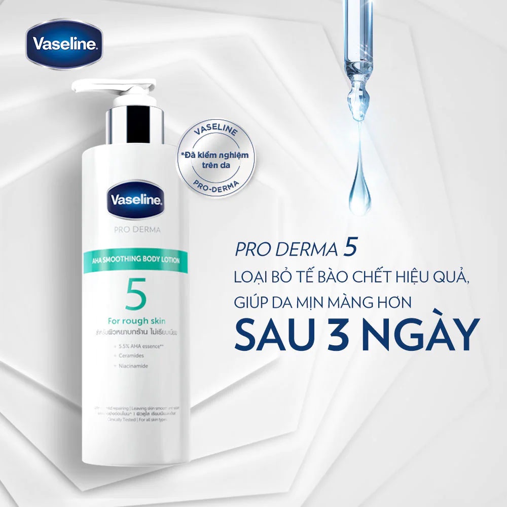 Sữa Dưỡng Thể Vaseline Mịn Da Pro Derma AHA Smoothing Body Lotion 250ml
