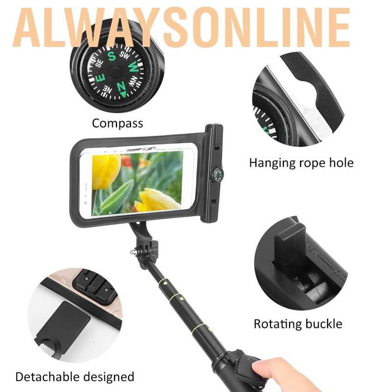 Alwaysonline Selfie Stick Phone Waterproof Bag Bluetooth Remote Control For IOS/Huawei Mobile