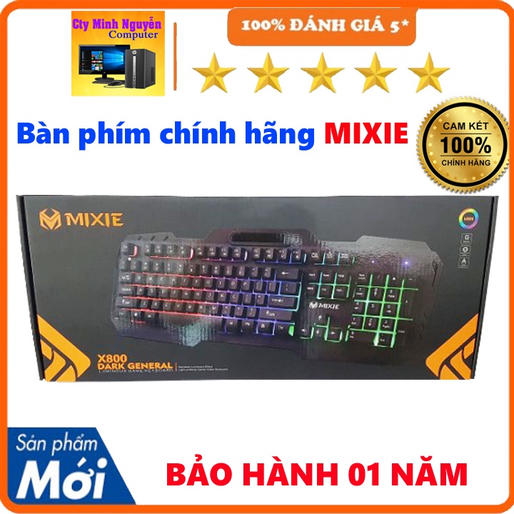 Bàn phím MIXIE X800 có led, bàn phím giả cơ chơi game blacklight