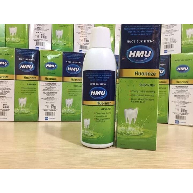 Nước súc miệng HMU Flourinze NaF 0,05% ngăn ngừa ê buốt răng Đại học Y Hà Nội
