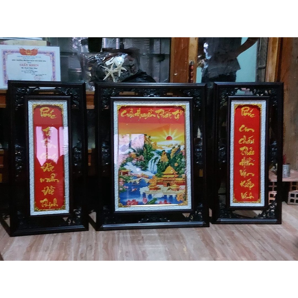 Tranh thêu chữ thập Cửu huyền thất tổ LV3472