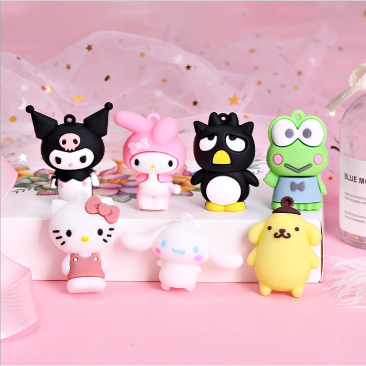 Mô hình các nhân vật hoạt hình Kitty, Cinnamoroll, Kuromi, Pompomp, Badtz Maru dùng làm móc khóa, trang trí Jibbitz, DIY