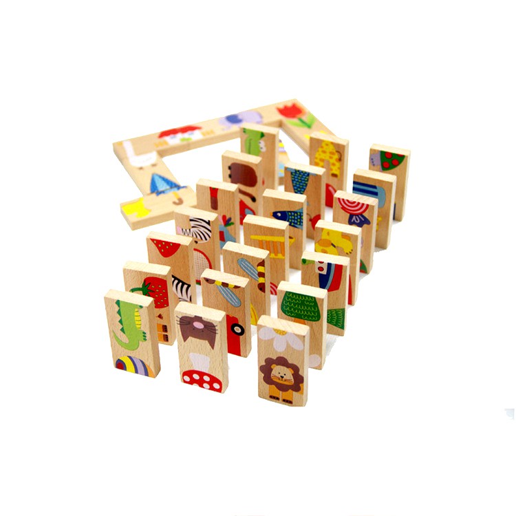 Đồ chơi Domino gỗ nối tiếp 28 chi tiết con vật cho bé