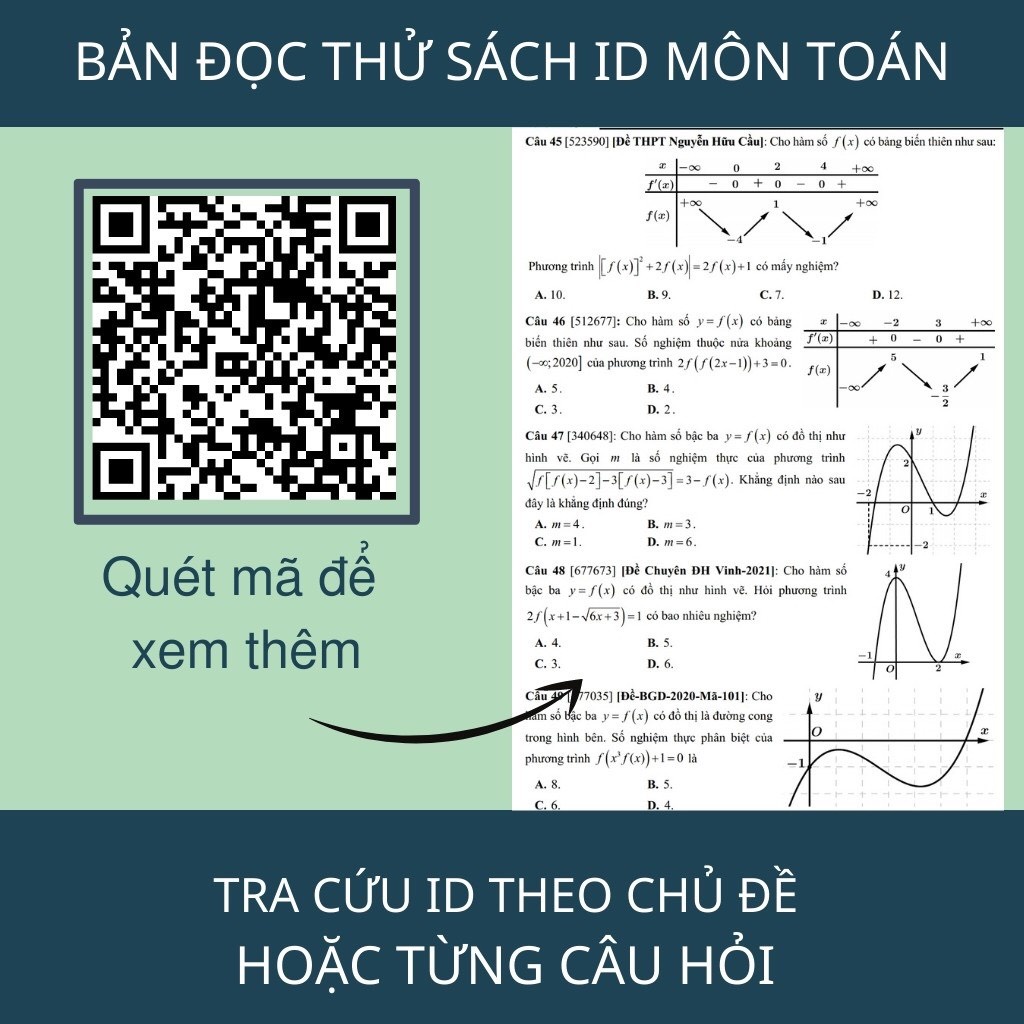 Sách ID 3000 bài tập Nâng cao luyện thi THPTQG môn Toán năm 2022