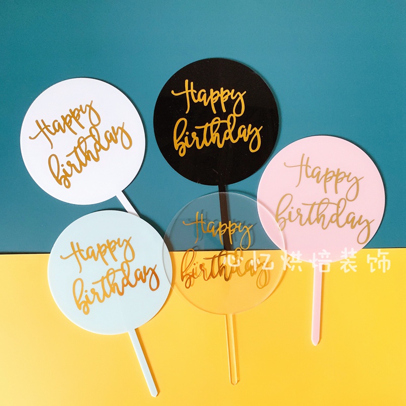 Topper gắn trang trí bánh kem hình chữ Happy Birthday
