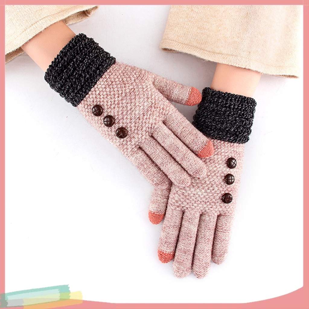 1 Cặp Găng Tay Bảo Vệ Ngón Tay Cảm Ứng Màn Hình Phối Màu Thời Trang Cho Nữ
