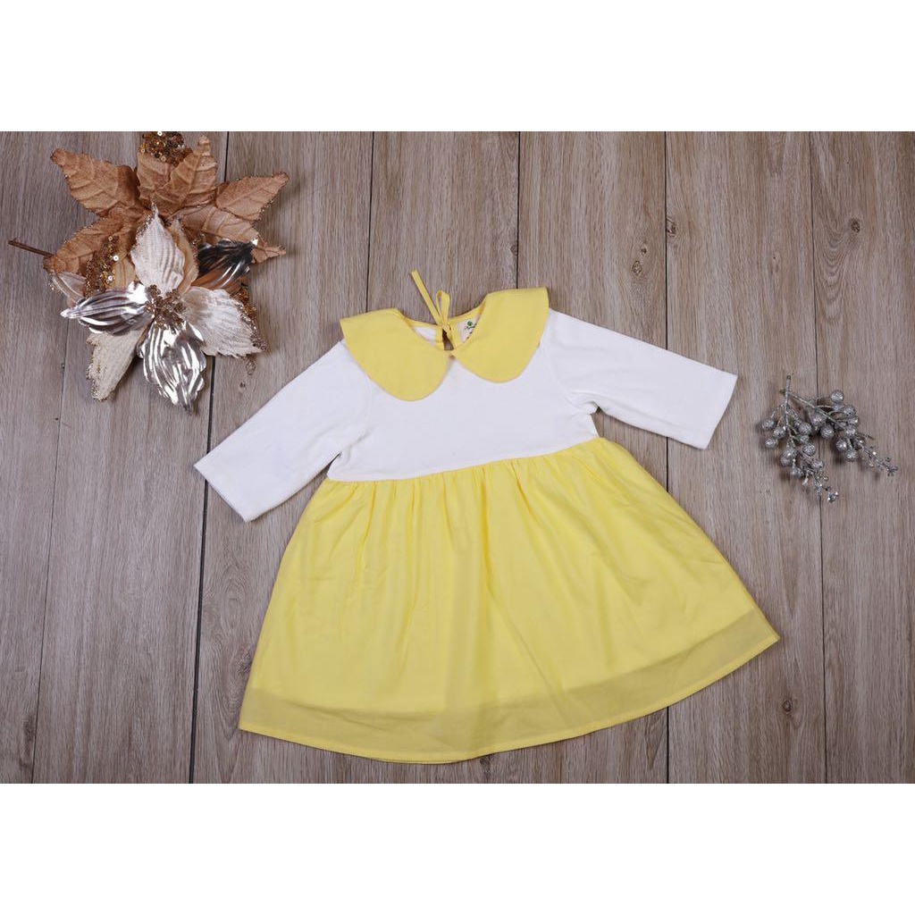 Váy cổ sen cotton phối thô LITIBABY 6/36m
