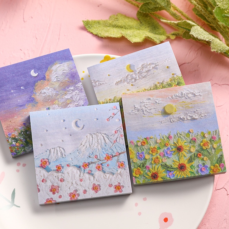 Giấy Note Ghi Chú Trang Trí Sổ Tay Kiểu Tranh Sơn Dầu Độc Đáo