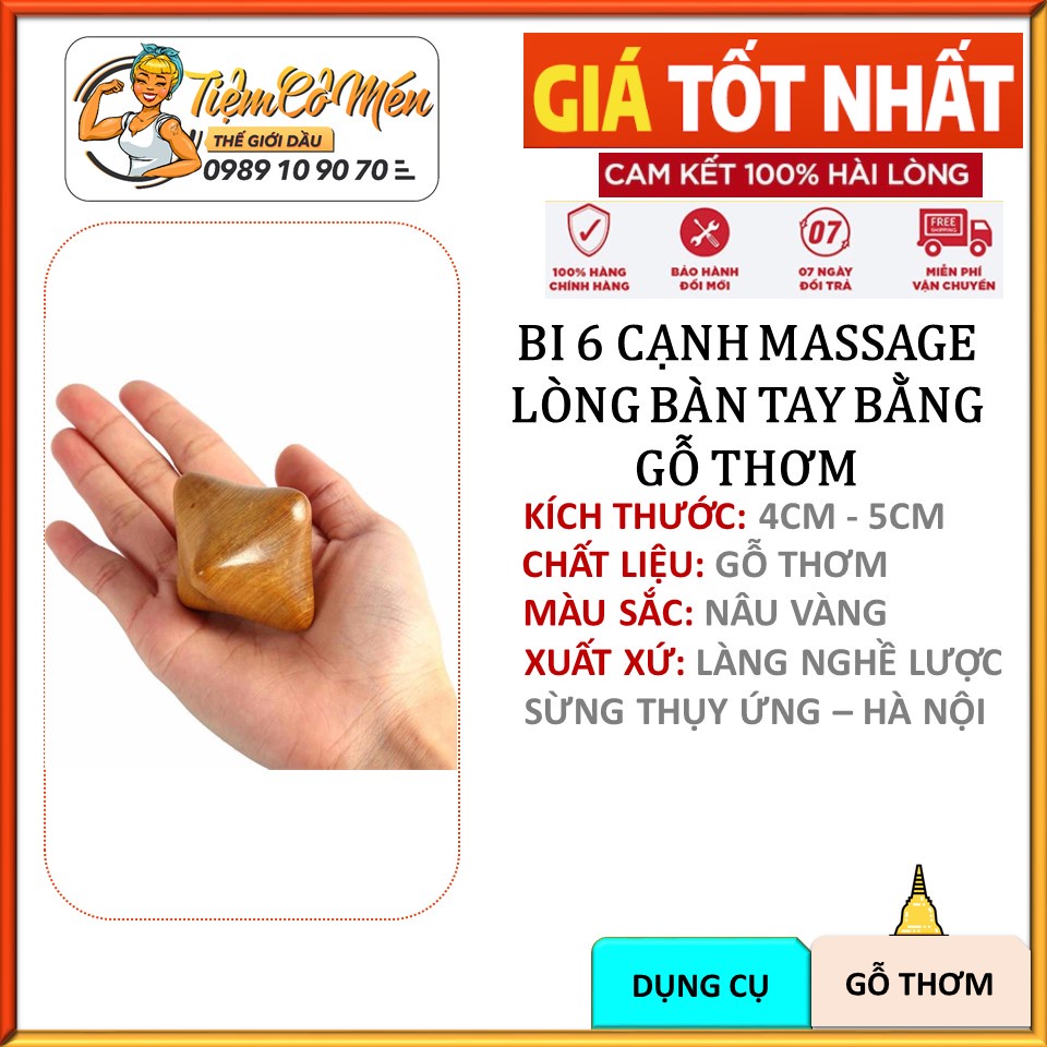 COMBO 2 quả bi 6 cạnh massage lòng bàn tay Gỗ thơm - Giúp chống mỏi toàn diện