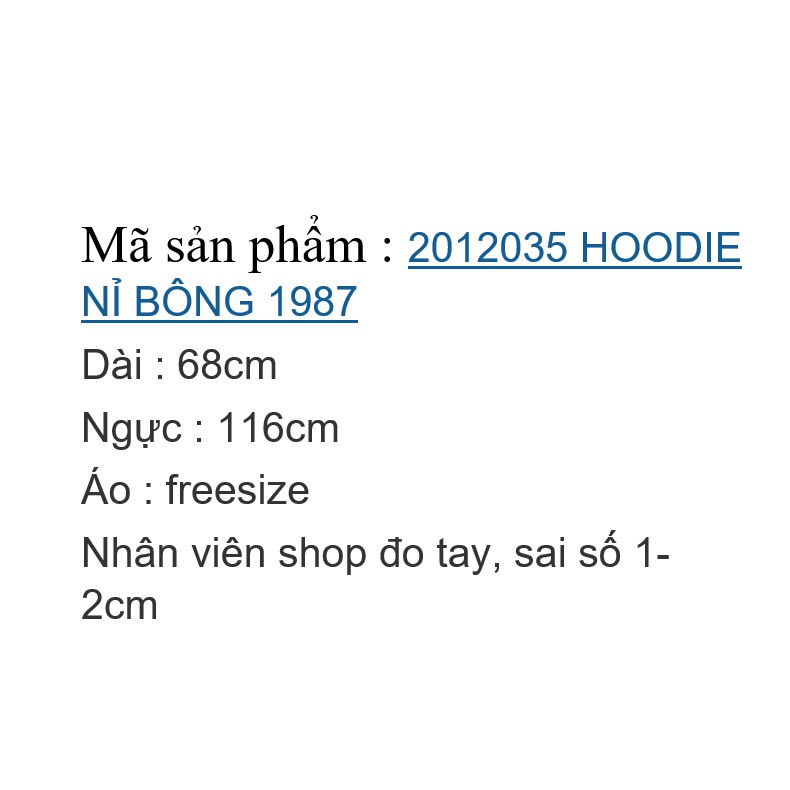 2012035 ÁO NỈ BÔNG 1987 | BigBuy360 - bigbuy360.vn