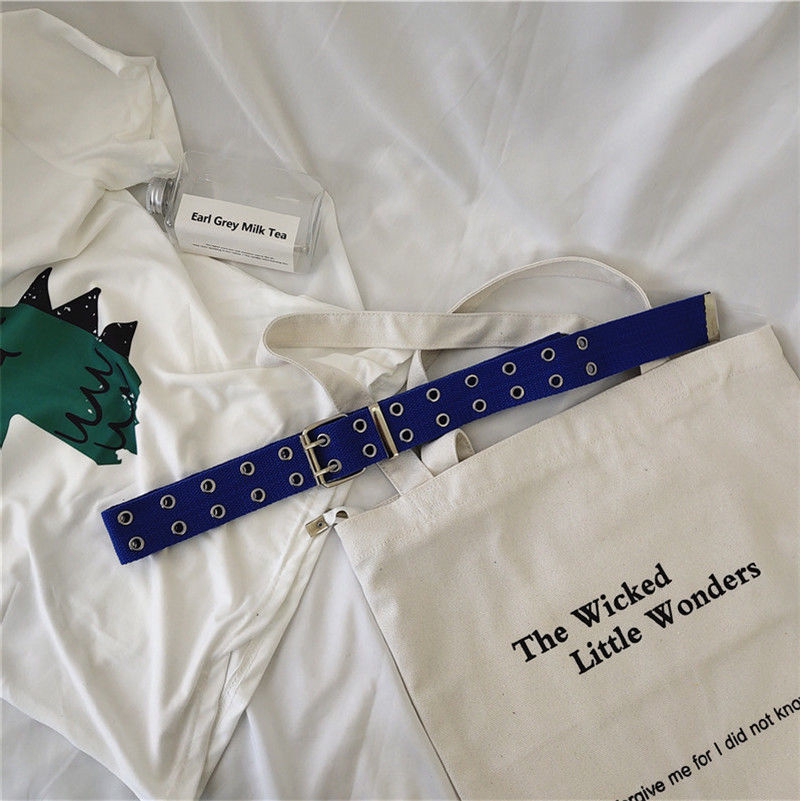 Thắt lưng 22558 vải canvas 2 hàng lỗ nhiều màu thời trang punk bạn trai