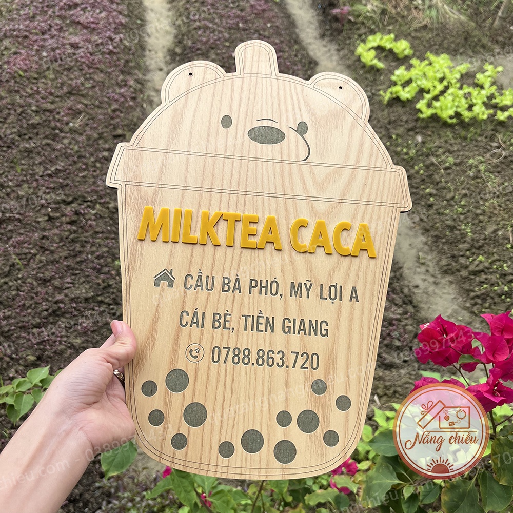Bảng hiệu hình ly trà sữa, decor quán cà phê, đồ uống , Bảng hiệu gỗ giá rẻ tại xưởng