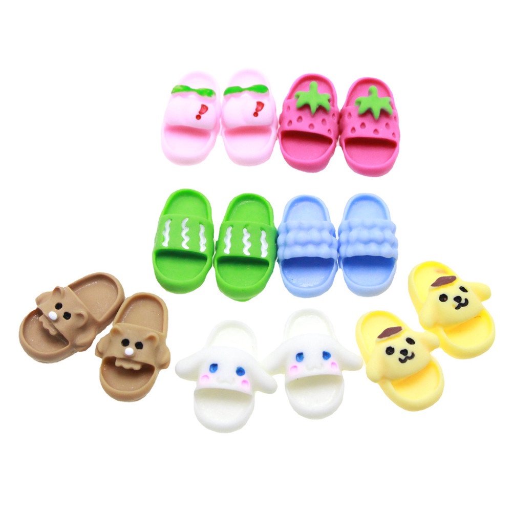 Set 10 Kẹp Tóc Hình Dép Hoạt Hình Mini Bằng Nhựa Resin DIY