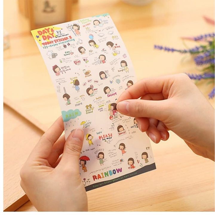 Combo 6 Miếng Dán Trang Trí Sticker Trang Trí Sticker Ngộ Nghĩnh Phong Cách Hàn Quốc Dễ Thương