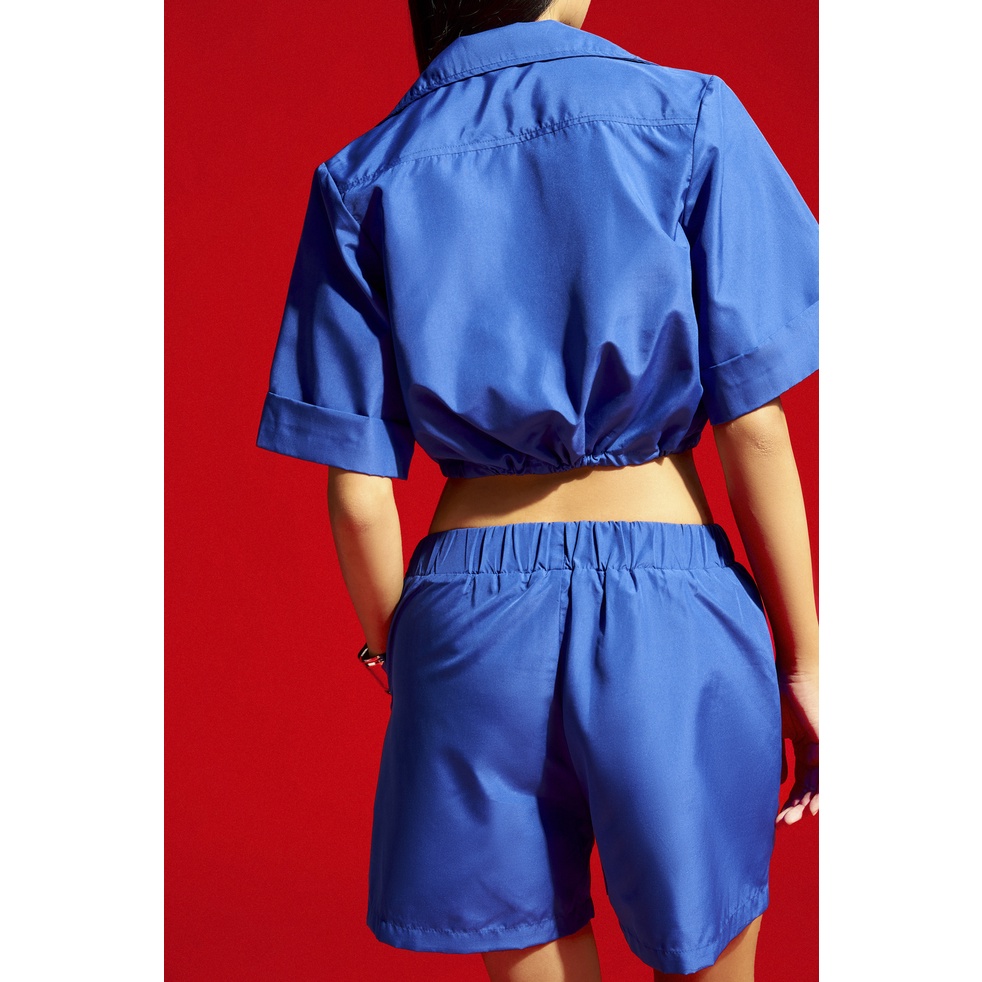 Áo sơ mi croptop, là min - NYLON CROPPED SHIRT - COBAN