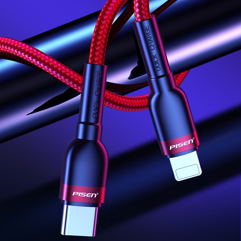 Cáp sạc iPhone PISEN Quick Lightning & Type-C 3A(Type-C to Lightning) braided 1000mm XD-CLPD05-1000 (Chính hãng)
