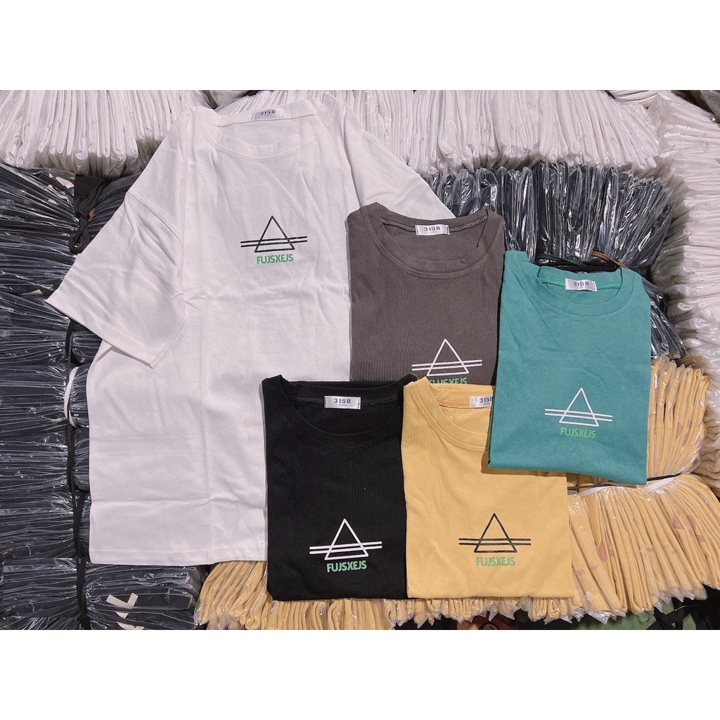 Áo Thun 3158 Fujsxejs PEONYB Unisex [FREESHIP]  Phông form rộng tay lỡ, pull in hình tam giác vintage cá tính Ulzzang