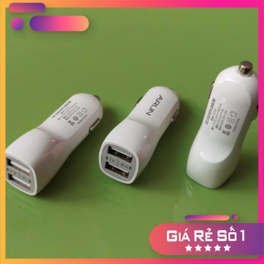 Sale giá rẻ Free ship CỐC SẠC XE HƠI ARUN 2 cổng USB 1A và 2A -Hàng nhập khẩu