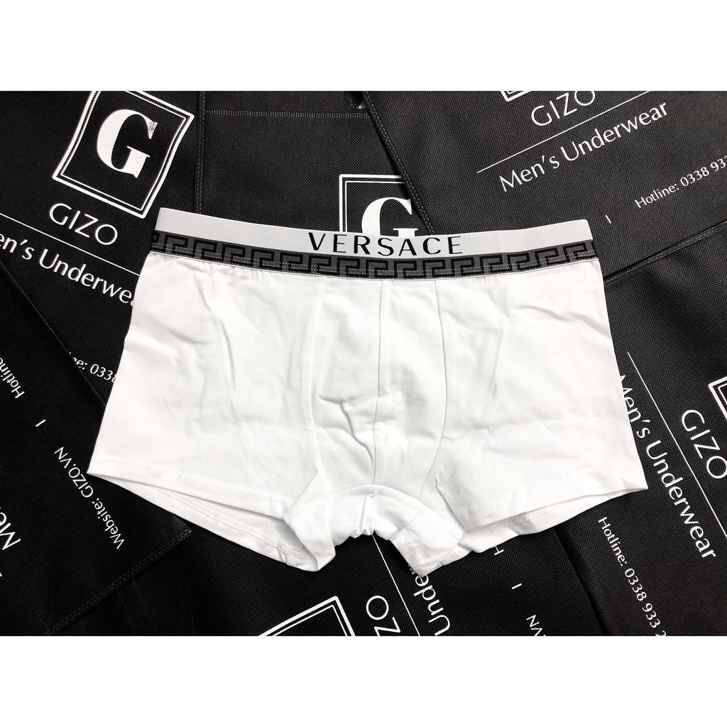 Quần lót nam boxer, quần sịp đùi nam cotton viền họa tiết VER01A