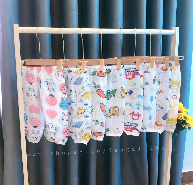 QUẦN DÀI COTTON GIẤY CHO BÉ MẶC HÈ THU NẰM ĐIỀU HÒA