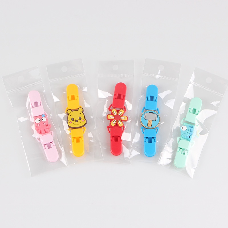 Kẹp Ti Giả Bằng Silicon Có Dây Xích / Kẹp / Khăn Tay Hoạt Hình Cho Bé