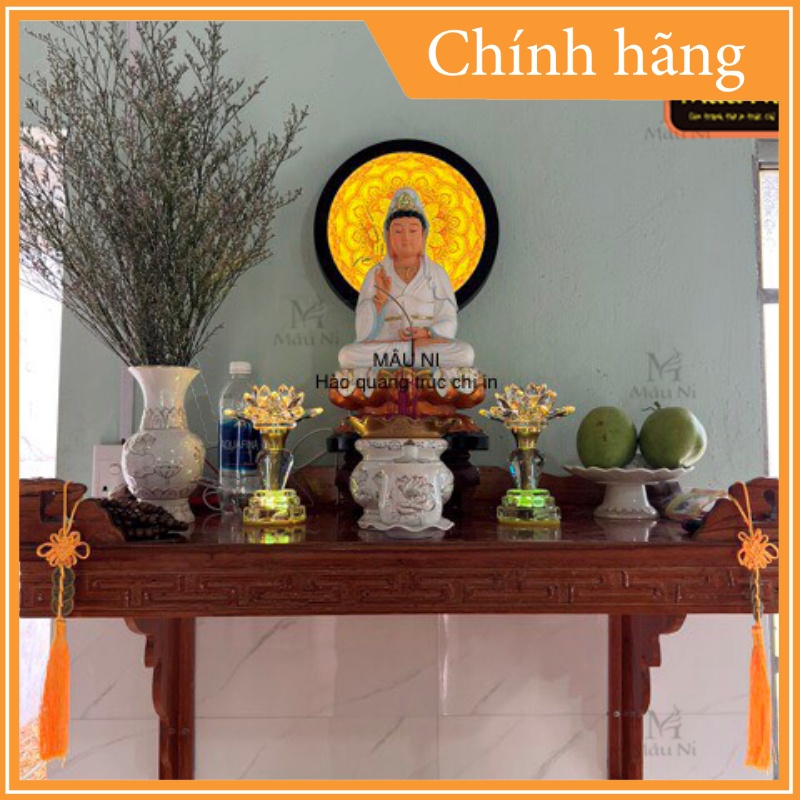 đẹp - ĐÈN ĐIỆN bàn thờ treo tường, hào quang trang trí không gian thờ đường kính 30cm, MÂU NI [nổi bật có thể lau vệ sin