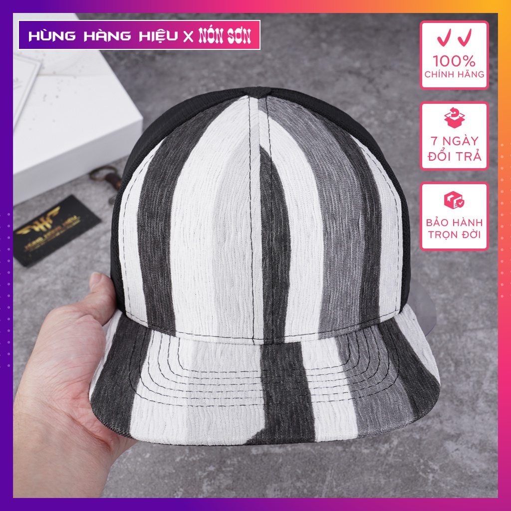 Mũ Snapback Nón Sơn Phối Màu Đen Trắng Vải Cotton Phối Lưới - Mã MC210-HV5