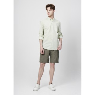 GIORDANO - QUẦN SHORT NAM VẢI LINEN RÊU XÁM