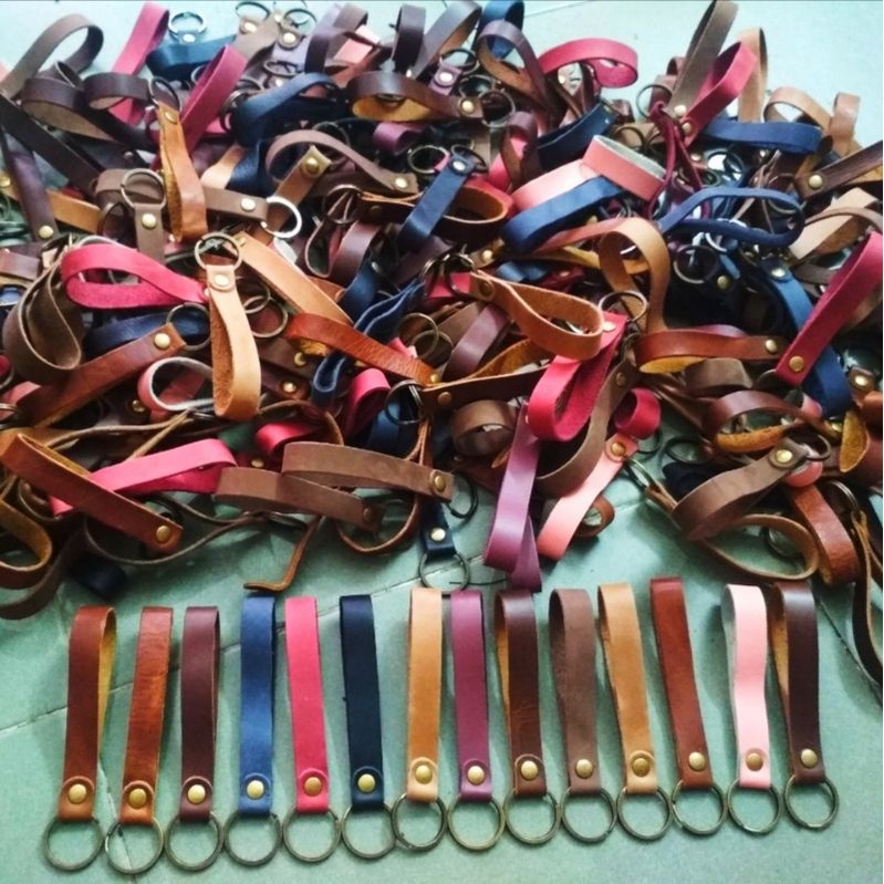 Móc khóa da ring đồng phong cách cổ điển