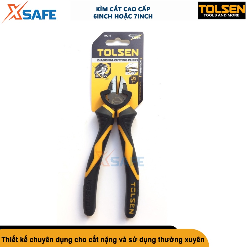 Kìm cắt công nghiệp cao cấp TOLSEN 6&quot; 7&quot; kềm thép Cr-V chống rỉ sét, thiết kế cân đối trợ lực 20% [CHÍNH HÃNG][XSAFE]