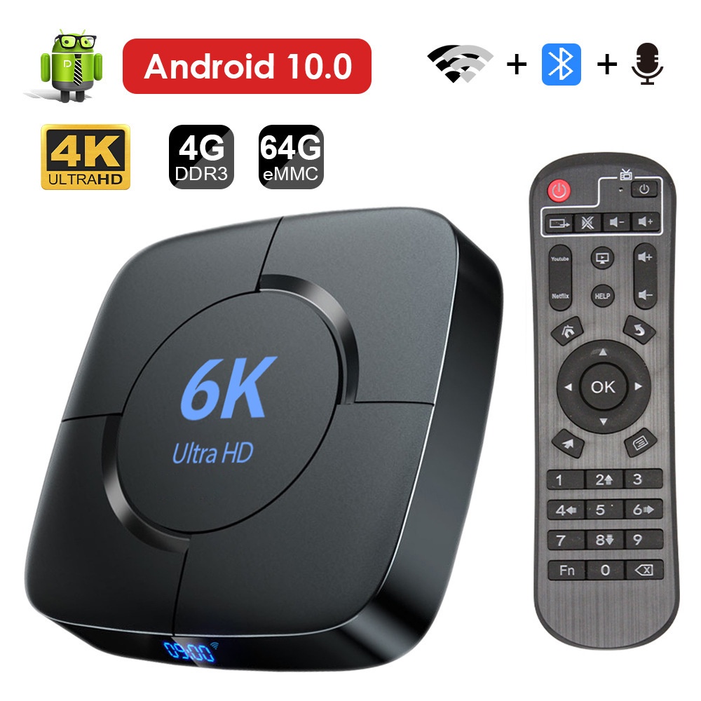 Bộ Tv Box Transpeed Android 10.0 Bluetooth 6k 3d Wifi 2.4g & 5.8g 4gb Ram 64g Kèm Phụ Kiện
