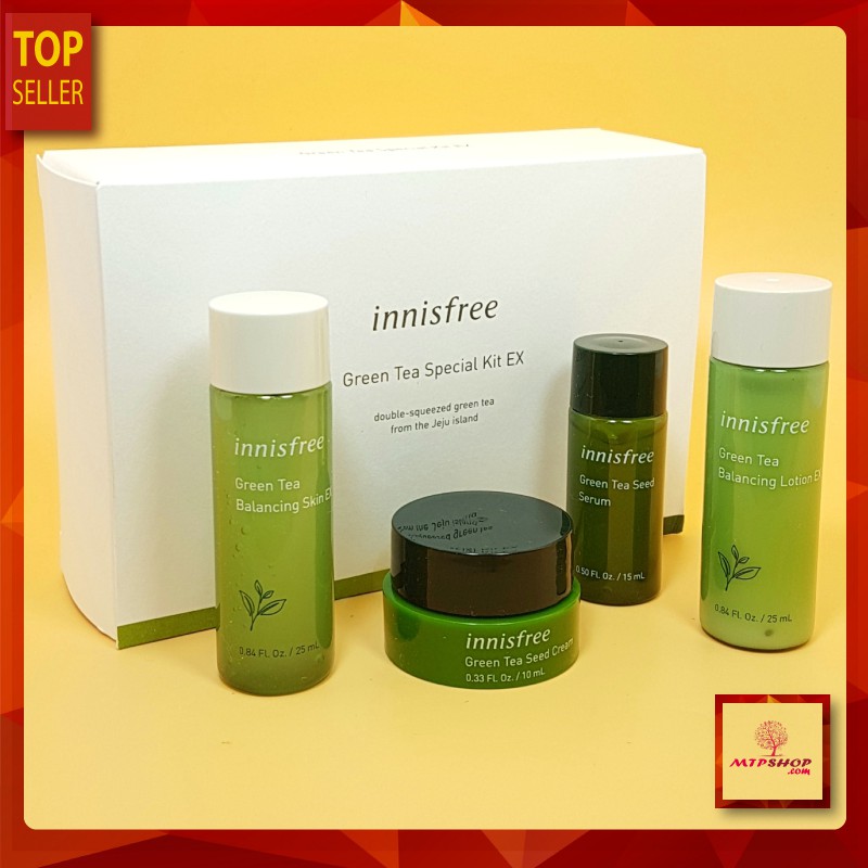 Bộ Kit 4 Món Dưỡng Da Innisfree [Green Tea,Cherry Blossom] | BigBuy360 - bigbuy360.vn
