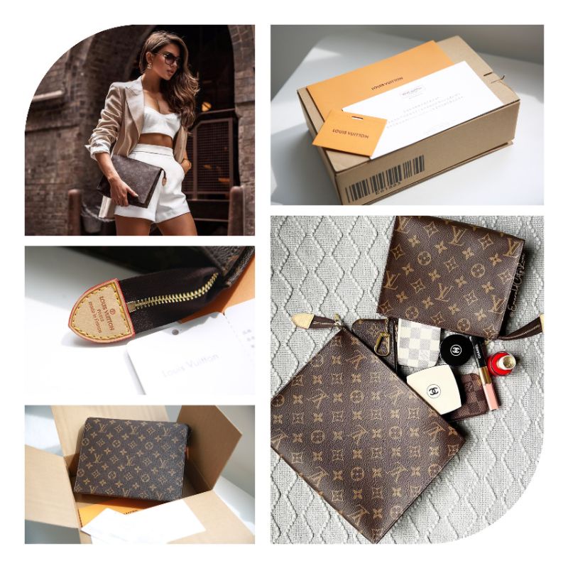 Túi LV (clutch cầm tay nam&amp;nữ LV) Toiletry da thật có sz20 và 26cm fullbox