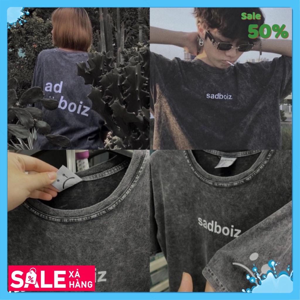 Áo sadboiz sadtagram nam nữ Tay Lỡ WASH, Áo phông sadboiz chính hãng nam nữ from rộng unisex