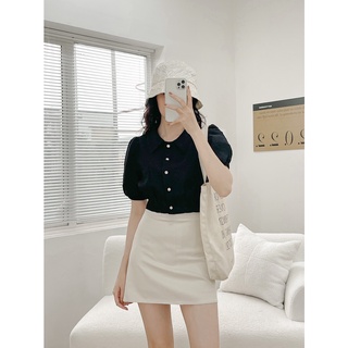 Áo croptop LYRA vải xốp hoa vai bồng tiểu thư - VSYAC0155