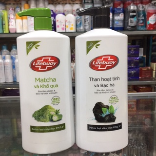 Sữa tắm Lifebuoy matcha & khổ qua, than hoạt tính & bạc hà chai 800g