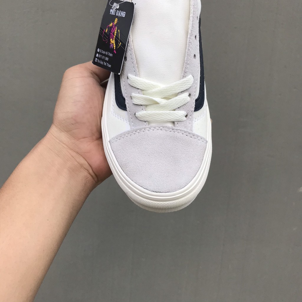 Giày thể thao,Giày sneaker,Giày 𝐕𝐚𝐧𝐬 trắng sọc xanh than | BigBuy360 - bigbuy360.vn
