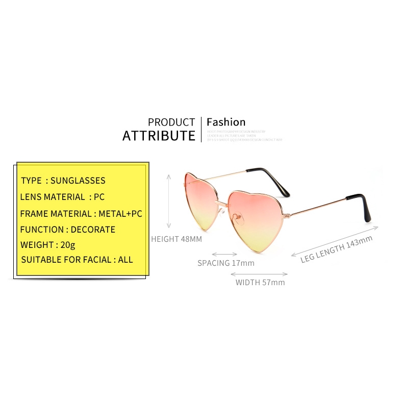 New Fashion Unisex Fashion Heart-shaped Sunglasses Glasses Colorful