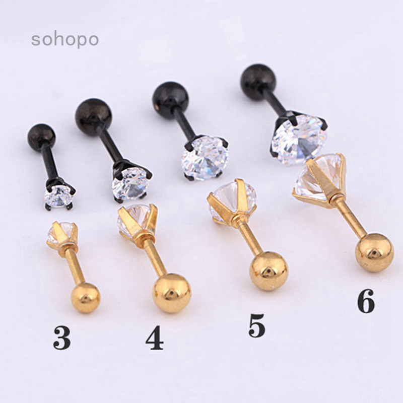 Khuyên Tai Titan Đính Đá Zircon Mạ Vàng Đẹp Mắt