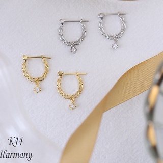 Khuyên tai, bông tai nữ tròn bạc mạ vàng ôm tai điệu đà xinh xắn, sang chảnh Milan K44 | TRANG SỨC BẠC HARMONY