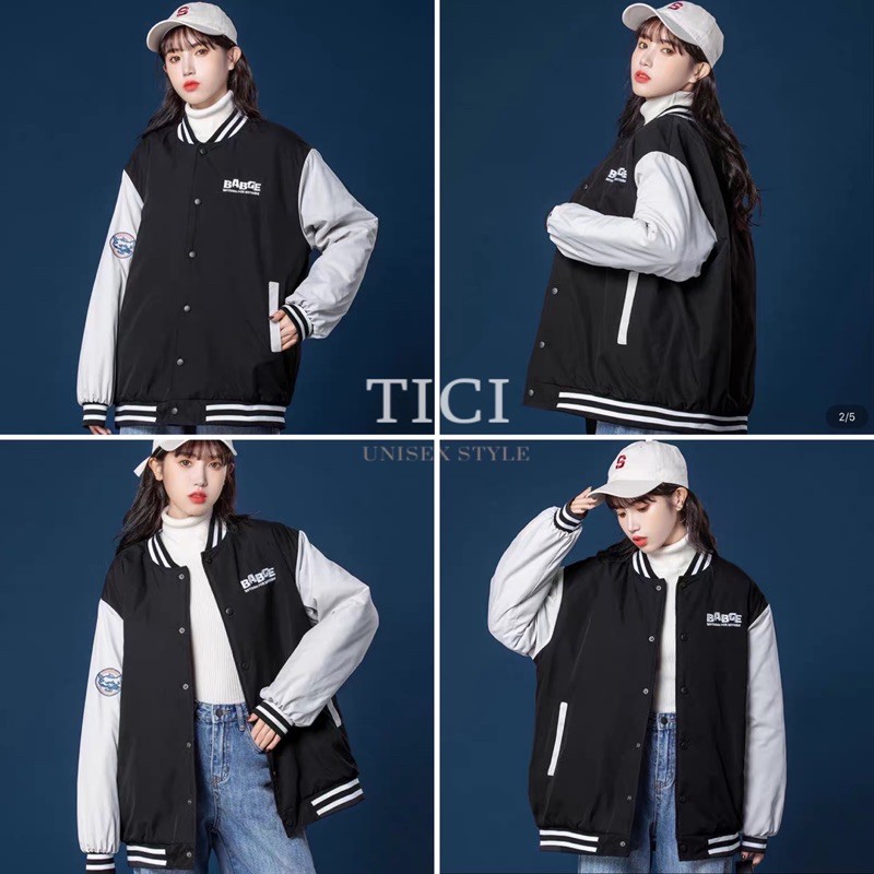 Áo Bomber BADGE❤️Form Rộng Unisex Nam/Nữ (Chất Dù 2 Lớp Siêu Xịn,Mịn) MÀU XANH/ĐEN❤️[FREESHIP] | BigBuy360 - bigbuy360.vn