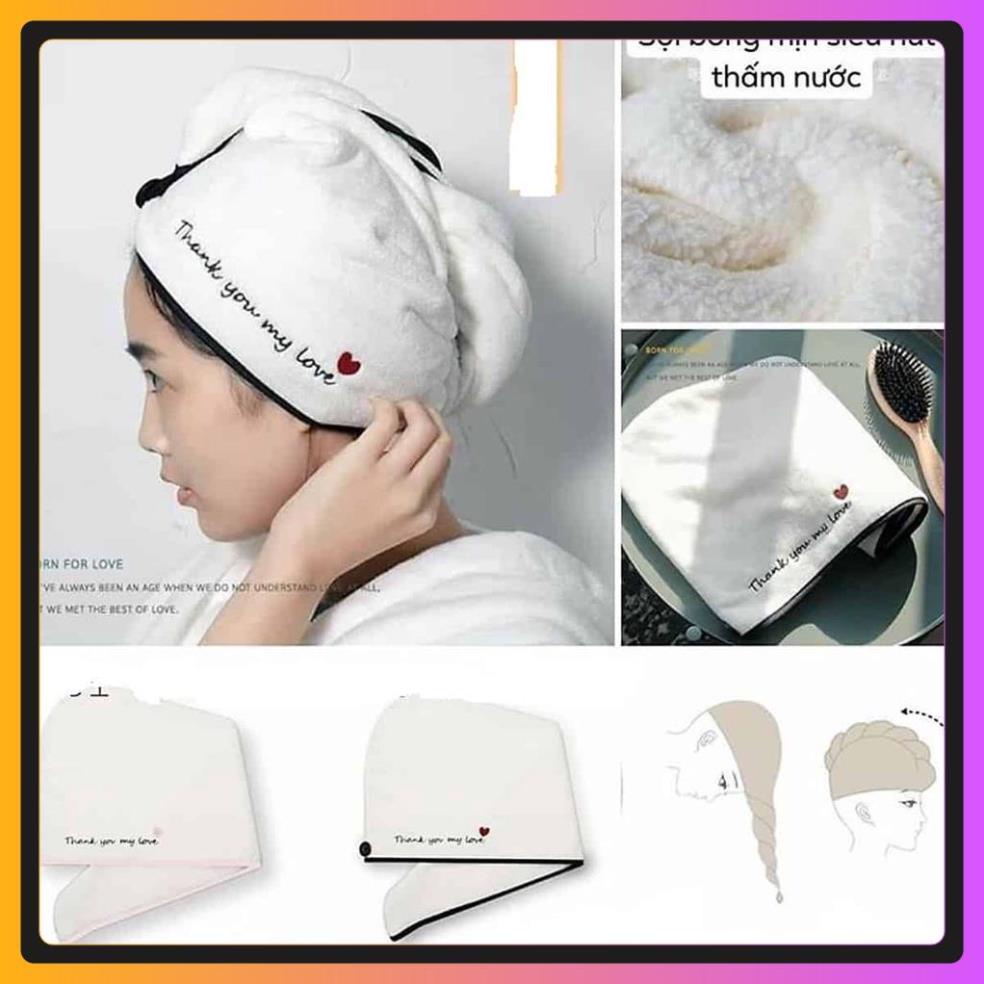Khăn quấn ủ tóc lau khô siêu tốc - Khăn quấn lau khô tóc có nút cài