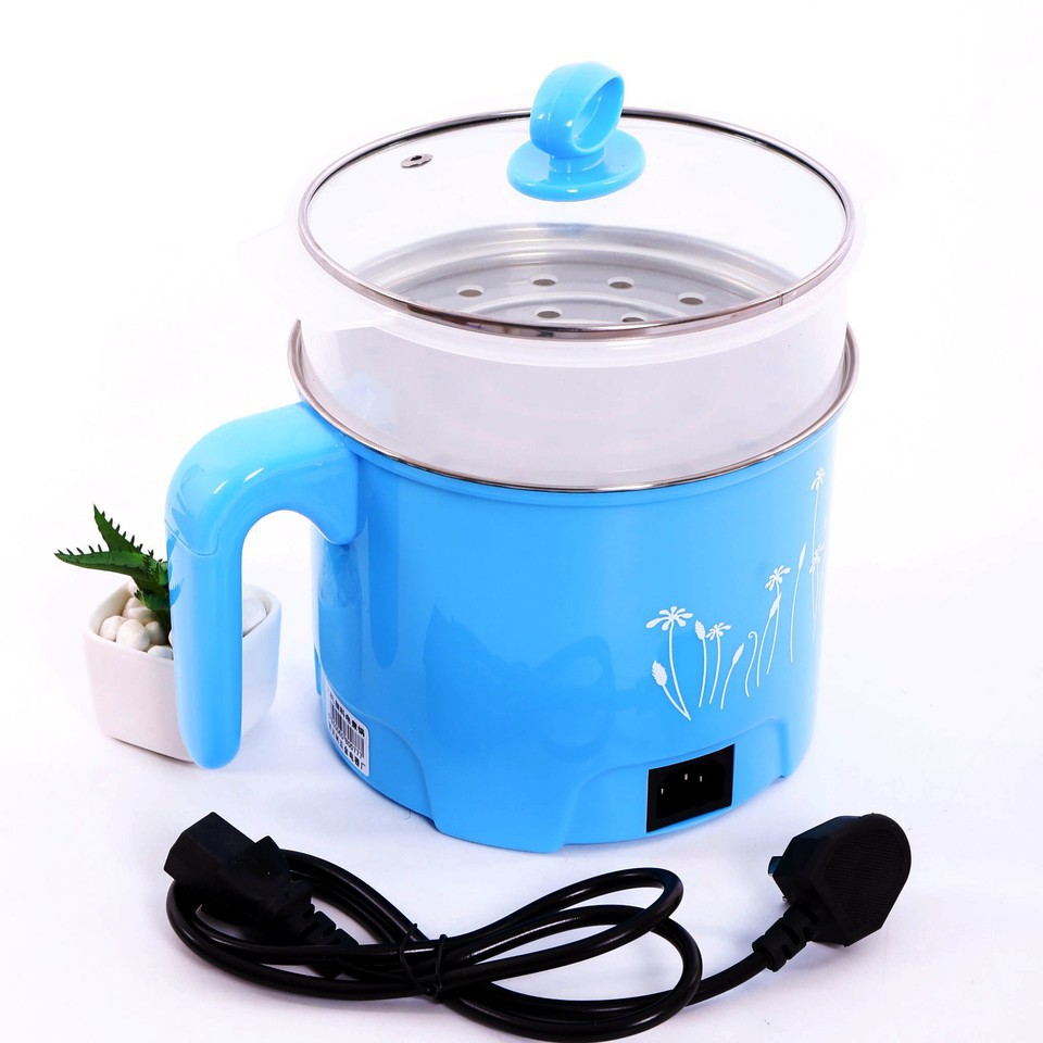 Ca Nấu Mì, Nấu Cơm Đa Năng Có Tay Cầm 1,8L - Nồi Lẩu Điện Mini Kèm Giá Hấp Nhựa, Ca Mỳ Đa Năng Cooking Poot