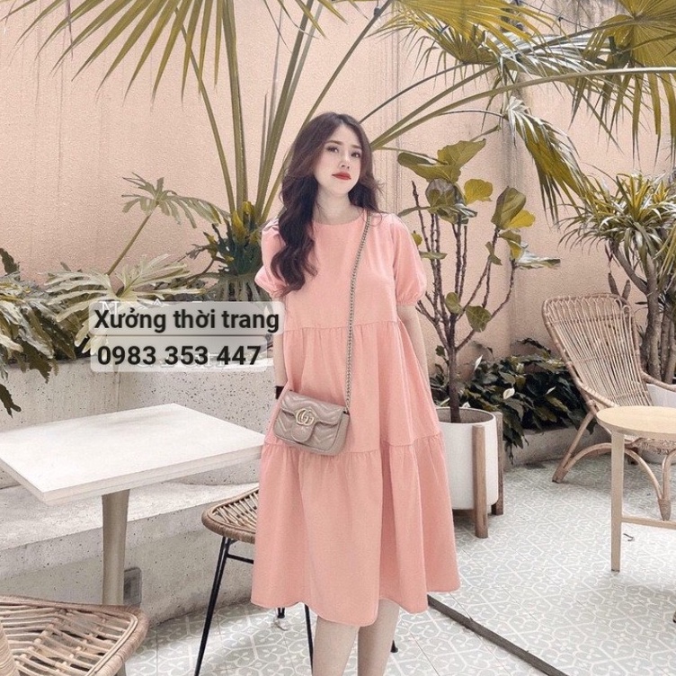 Đầm bầu babydoll 3 tầng xinh yêu dễ diện đi làm; đi chơi; đi cafe; check in đến hết thai kỳ, ONESIZE đến 70kg