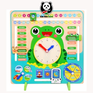 Đồ Chơi Đồng Hồ Gỗ Con Ếch Giúp Bé Học Xem Ngày Tháng Bằng Tiếng Anh Calendar Clock