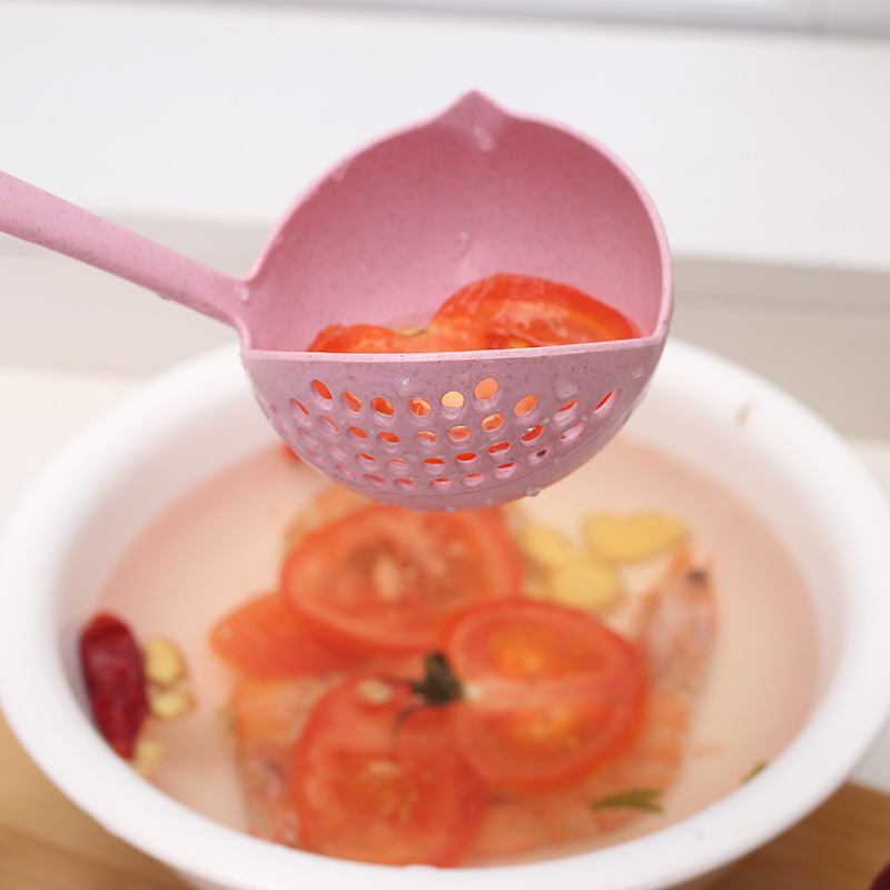 Muỗng Múc Canh Màu Trơn Có Lỗ Thoát Nước Tiện Lợi