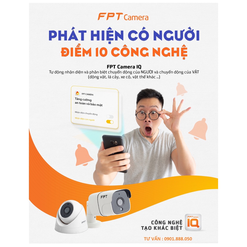 Camera FPT IQ ngoài trời FullHD 1080p Camera wifi fpt ip giám sát camera an ninh gia đình, wifi không dây-Chính hãng