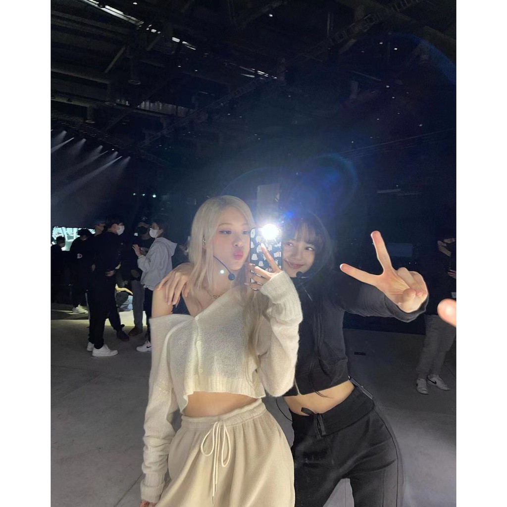 Rose blackpink Áo Khoác Cardigan Dài Tay Phong Cách Retro Nữ Tính