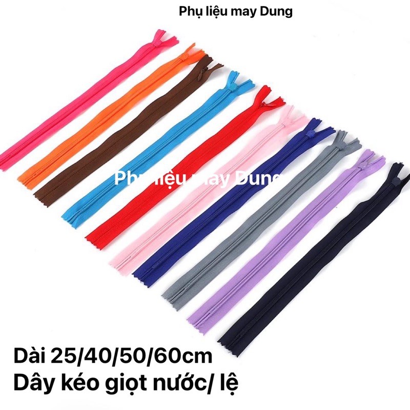 dây kéo giọt nước 10 màu dài 25/40/50/60cm