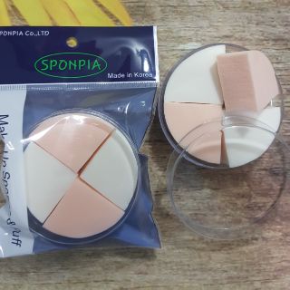 Bông phấn Latex hình tròn 4 miếng kèm hộp Sponpia (Hộp/ 4 miếng)